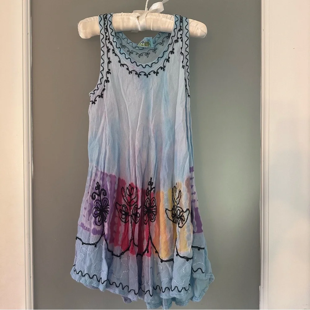 India boutique blue & multi color design dress. Child small